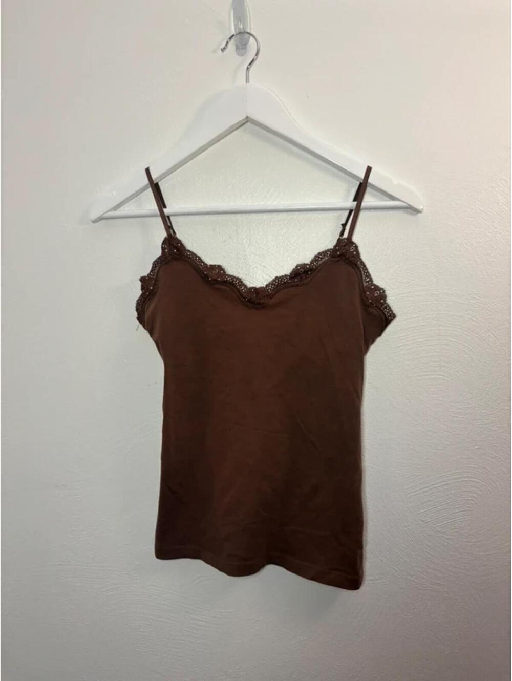 Y2K American Eagle Lace Trim Tank Top Size Small